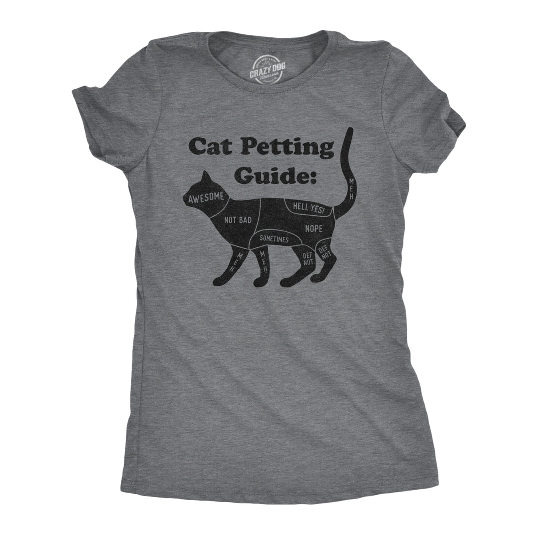 Womens Cat Petting Guide Tshirt Funny Pet Kitty Lover Crazy Cat Lady Novelty Tee Image 1