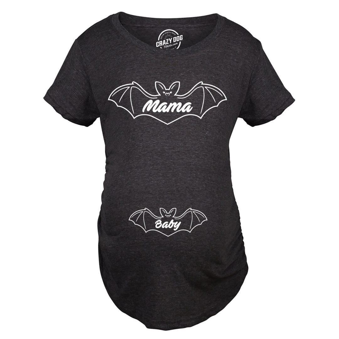 Maternity Mama Bat Baby Bat Pregancy Tee Funny Halloween Baby Announcement Graphic Tee Image 4