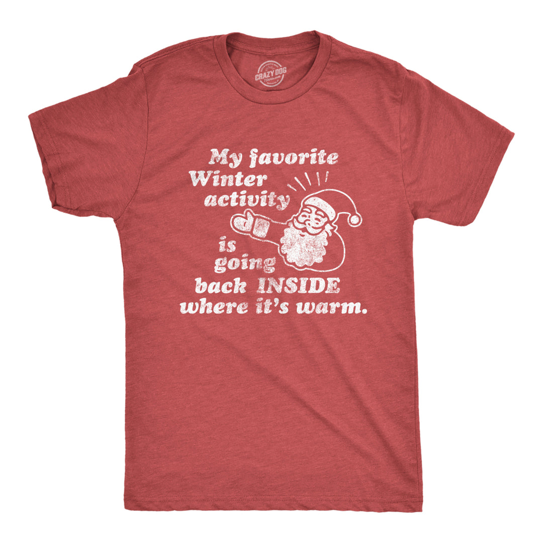 Mens My Favorite Winter Activity Tshirt Funny Santa Claus Christmas Novelty Graphic Tee Image 1