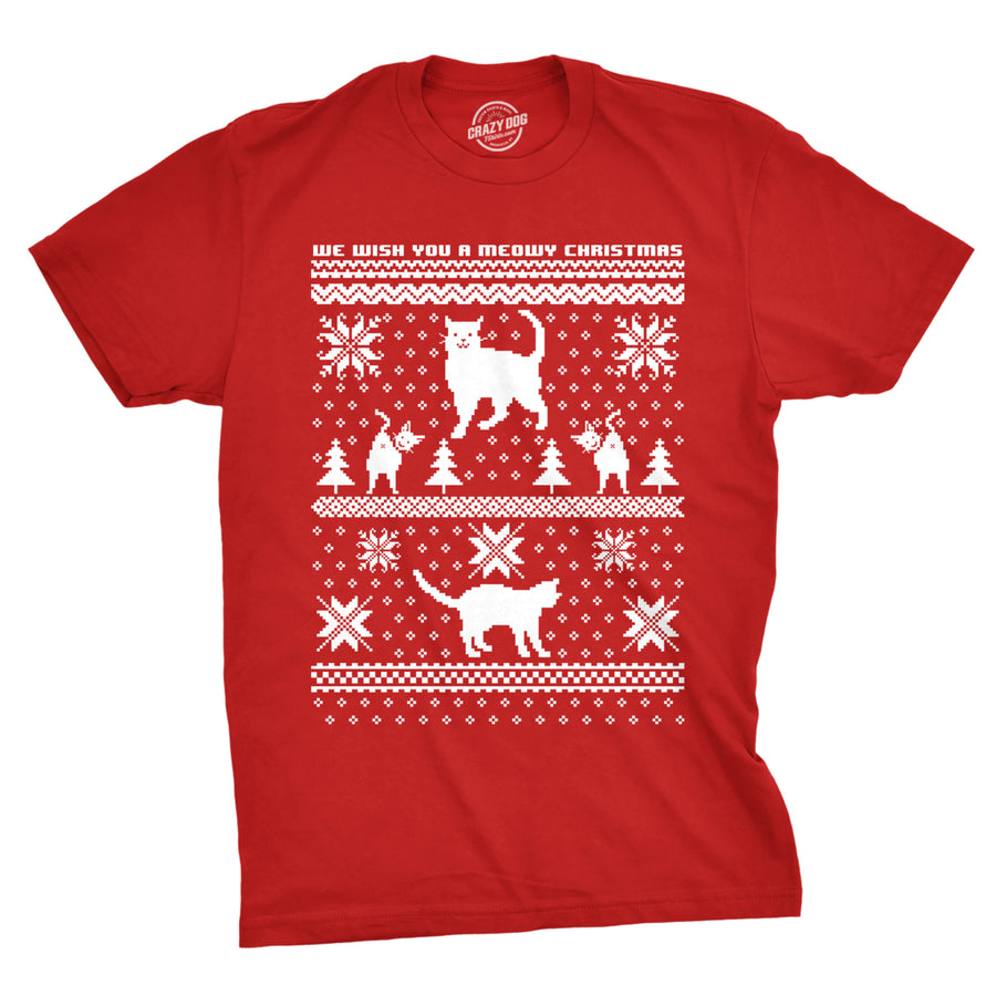 8 Bit Cat Butt Meowy Christmas T Shirt Funny Ugly Christmas Sweater Shirt Xmas Kitten Tee Image 1