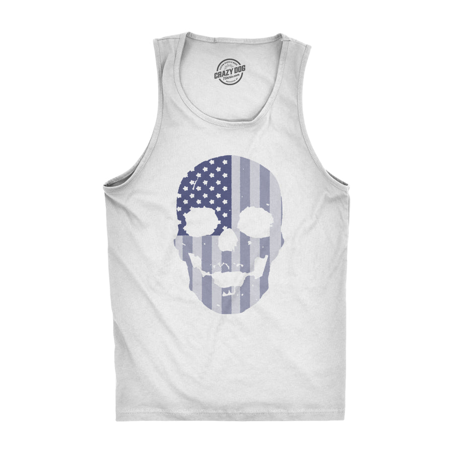 Mens Fitness Tank Flag Skull Tanktop Cool 4th Of July Skeleton Shirt Image 1