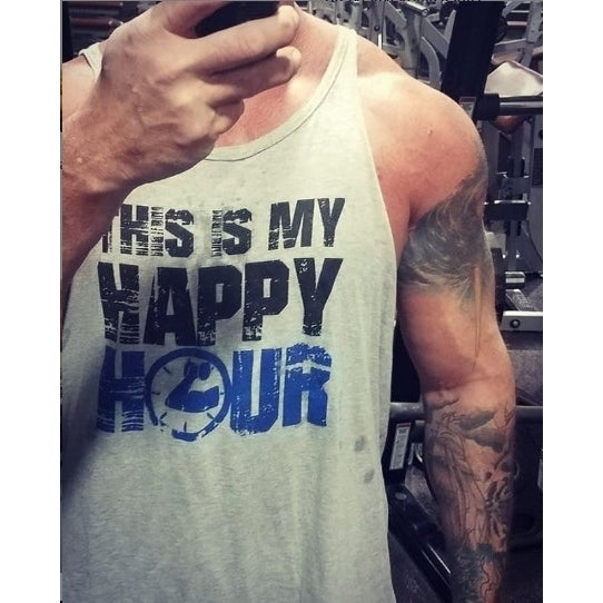 This Is My Happy Hour Tank Top Funny Fitness Workout Drinking Sleeveless Tee Image 4