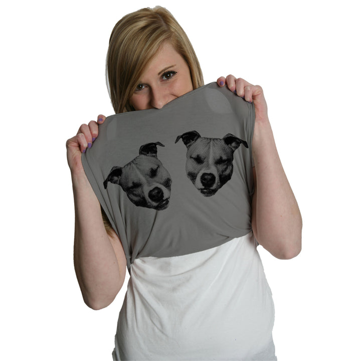 Womens Ask Me About My Pitties Tshirt Funny Flip Up Dog Pitbull Tee Image 1