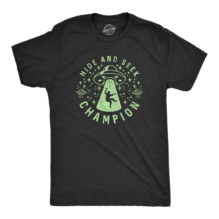 Mens Hide And Seek Champion Alien Tshirt Funny UFO Space Graphic Novelty Tee Image 1