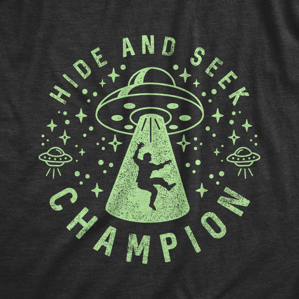 Mens Hide And Seek Champion Alien Tshirt Funny UFO Space Graphic Novelty Tee Image 2