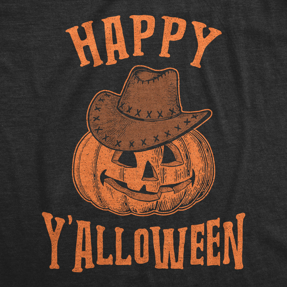 Mens Happy Yalloween Tshirt Funny Halloween Jack-O-Lantern Cowboy Graphic Novelty Tee Image 2