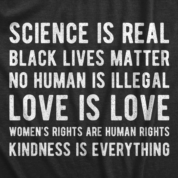 Womens Science Is Real Black Lives Matter No Human Is Illegal Tshirt Protest Graphic Tee Image 2