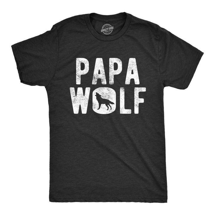 Mens Papa Wolf Tshirt Funny Camping Pack Fathers Day Graphic Novelty Tee Image 1