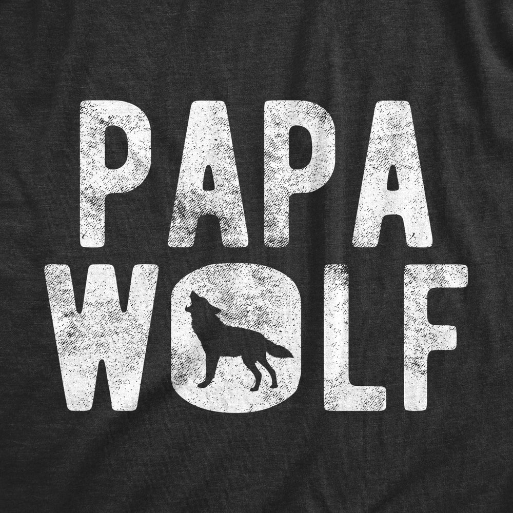 Mens Papa Wolf Tshirt Funny Camping Pack Fathers Day Graphic Novelty Tee Image 2