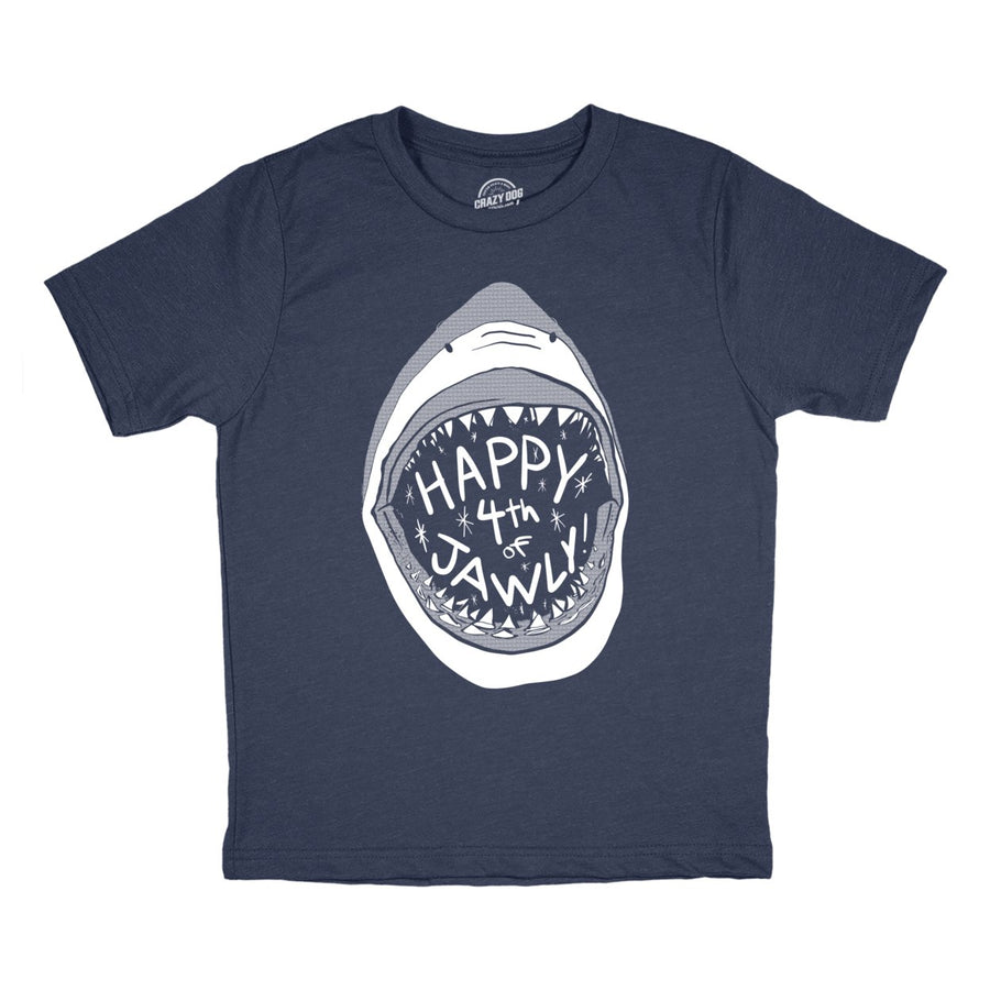 Youth Happy 4th of Jawly Tshirt Funny 4th of July Shark Independence Day Graphic Tee Image 1