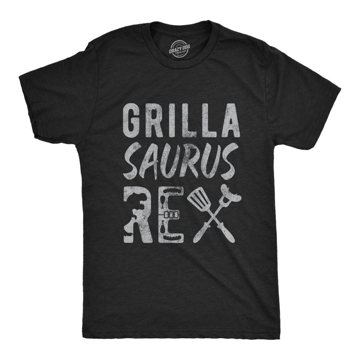 Mens Grillasaurus Rex Tshirt Funny BBQ Cookout Grill Dinosaur Trex Graphic Tee Image 1
