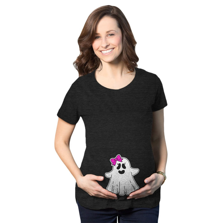 Maternity Baby Girl Ghost Pregnancy Tshirt Cute Funny Halloween Costume Tee Image 1