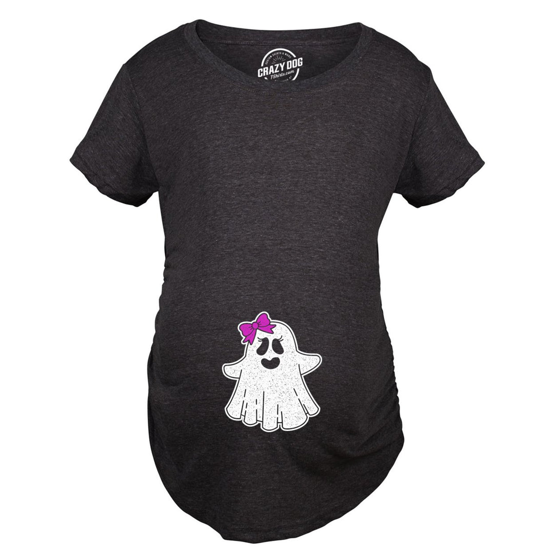 Maternity Baby Girl Ghost Pregnancy Tshirt Cute Funny Halloween Costume Tee Image 4