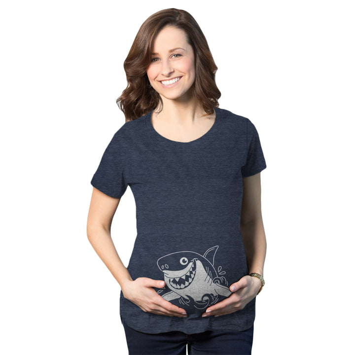 Maternity Smiling Shark Tshirt Funny Occean Fish Vacation Tee Image 1