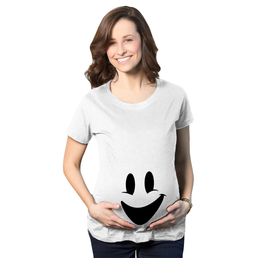 Maternity Smiling Ghost Belly Tshirt Funny Halloween Pregnancy Tee Image 1