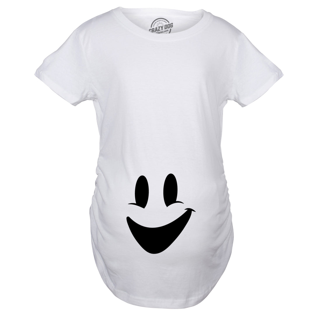 Maternity Smiling Ghost Belly Tshirt Funny Halloween Pregnancy Tee Image 4