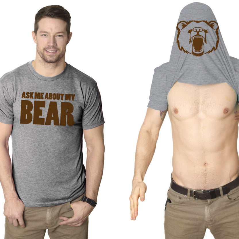 Ask Me About My Angry Bear T Shirt Funny Bear Flip Shirt Bears Flipover Tee Image 1