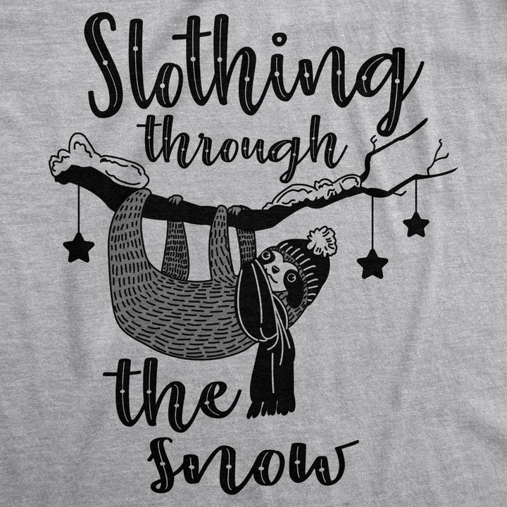 Womens Slothing Through The Snow Tshirt Funny Christmas Carol Sloth Tee Image 2