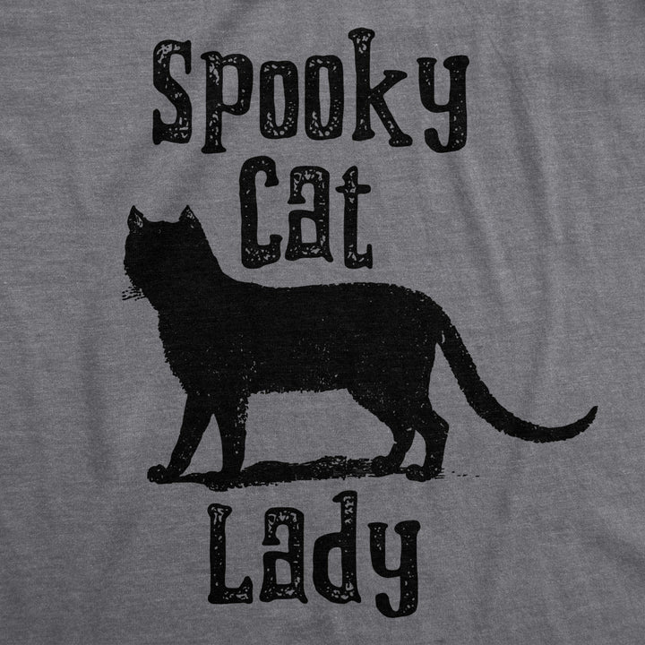 Womens Spooky Cat Lady Tshirt Funny Black Cat Halloween Tee Image 2