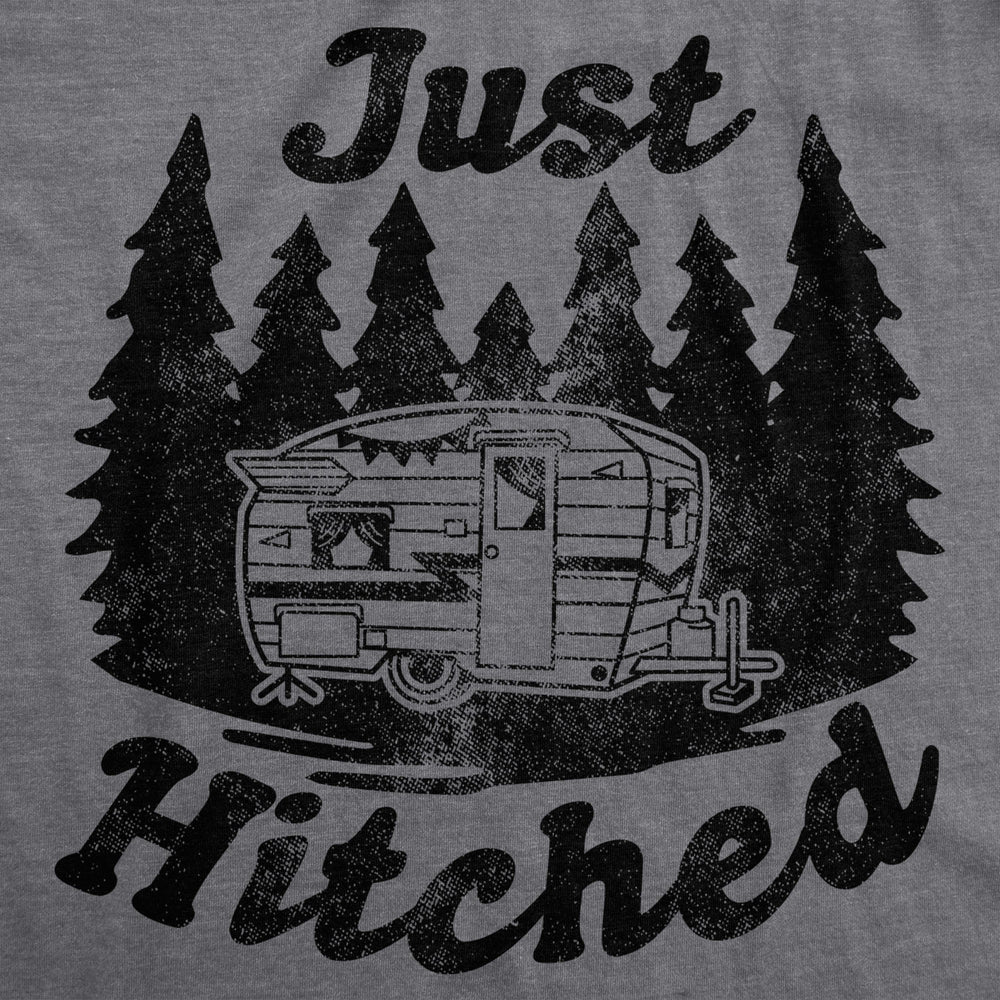 Mens Just Hitched Tshirt Funny Newlyweds Camping Tee Image 2