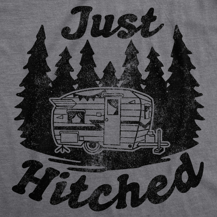 Mens Just Hitched Tshirt Funny Newlyweds Camping Tee Image 2