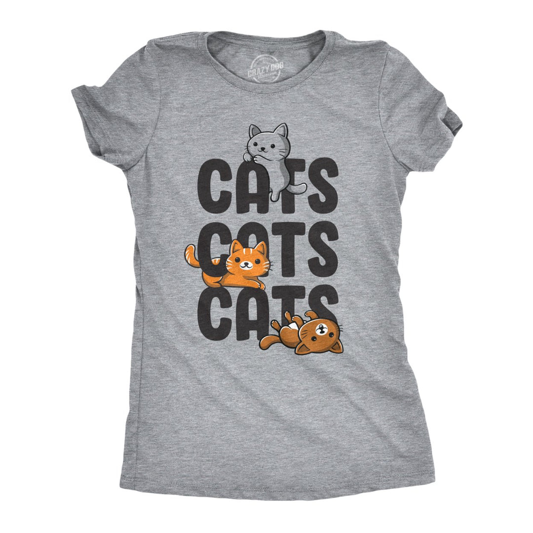 Womens Cats Cats Cats Tshirt Funny Pet Kitty Lover Tee Image 1