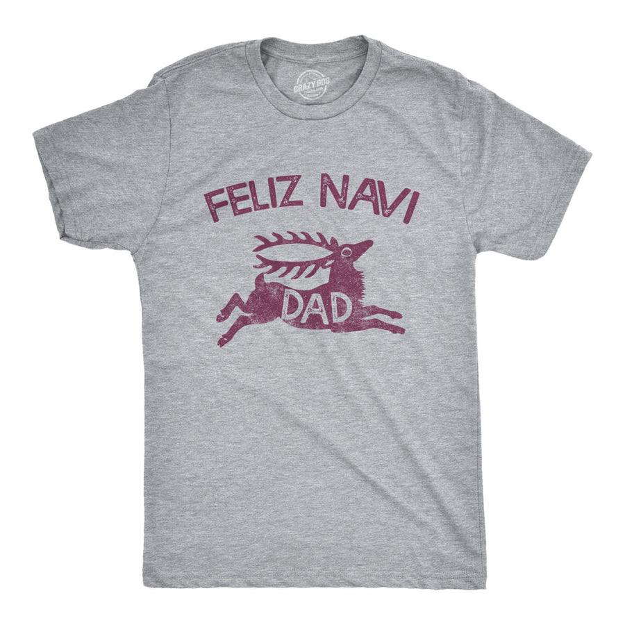 Mens Feliz Navidad Tshirt Funny Christmas Reindeer Father Tee Image 1