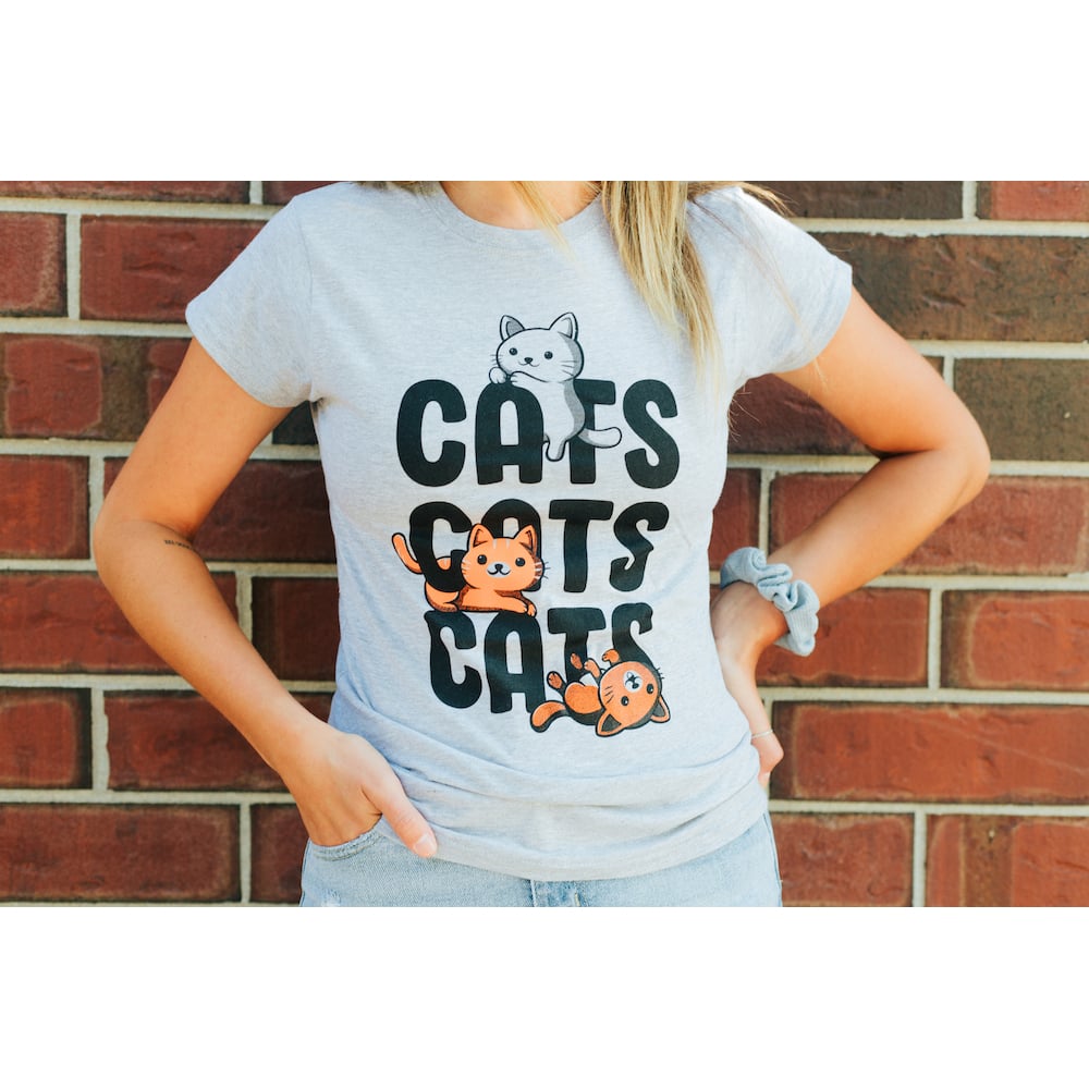 Womens Cats Cats Cats Tshirt Funny Pet Kitty Lover Tee Image 4