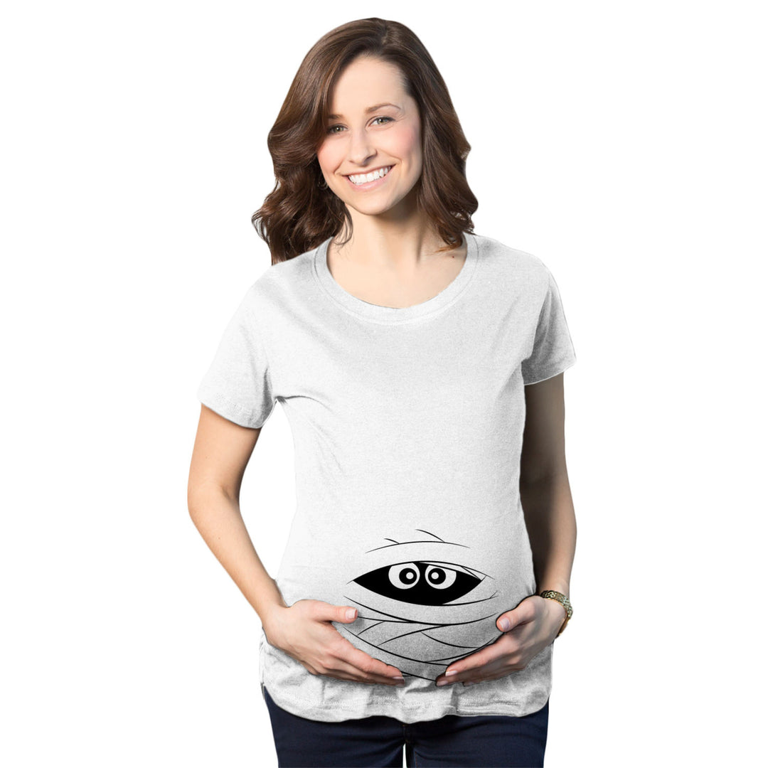 Maternity Peeking Mummy Tshirt Cute Funny Graphic Movie Pregnancy Tee Image 1