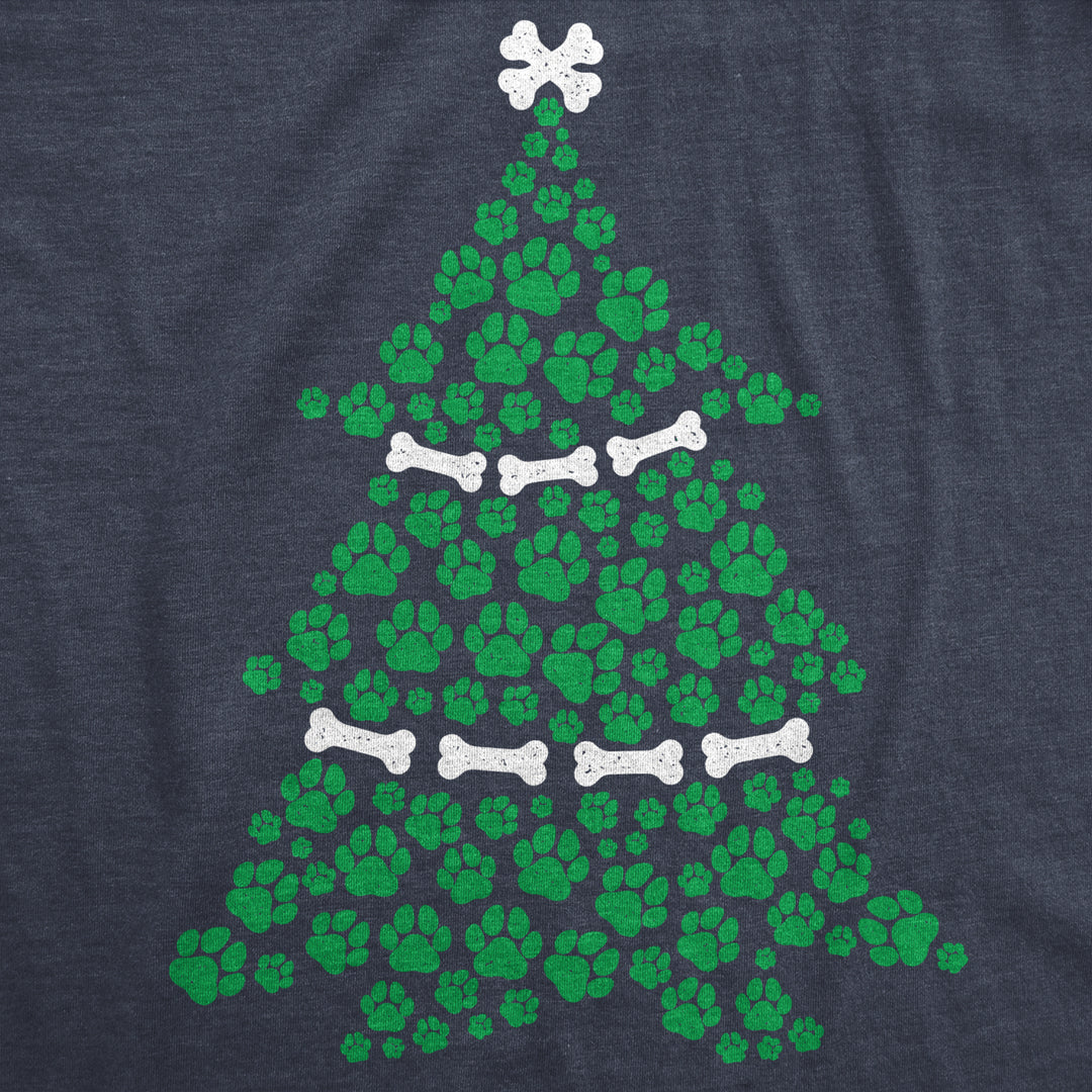 Mens Dog Paw Christmas Tree Tshirt Cute Festive Holiday Puppy Lover Tee Image 2