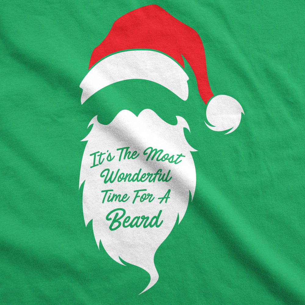 Mens Most Wonderful Time For A Beard Tshirt Funny Christmas Tee For Guys Holiday Party Image 2