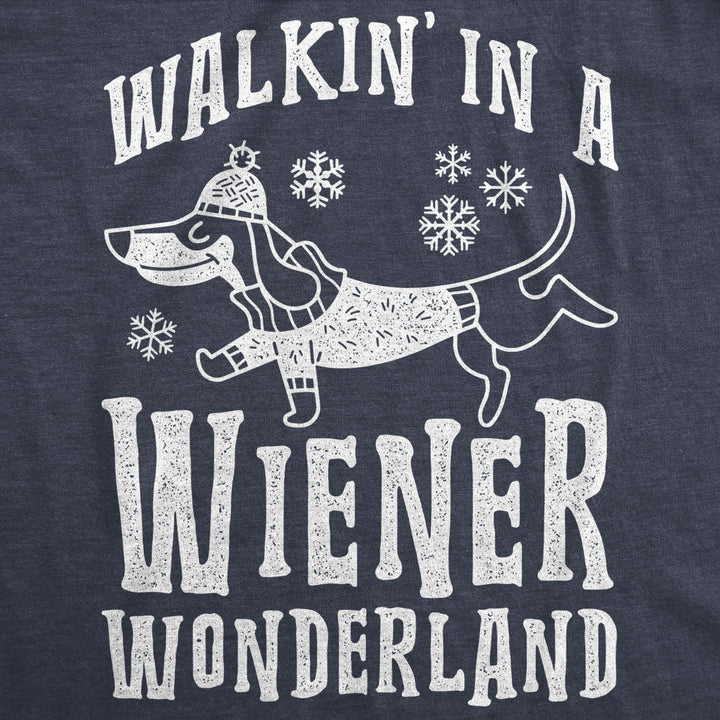 Womens Walkin In A Wiener Wonderland Tshirt Funny Christmas Song Dog Tee Image 2