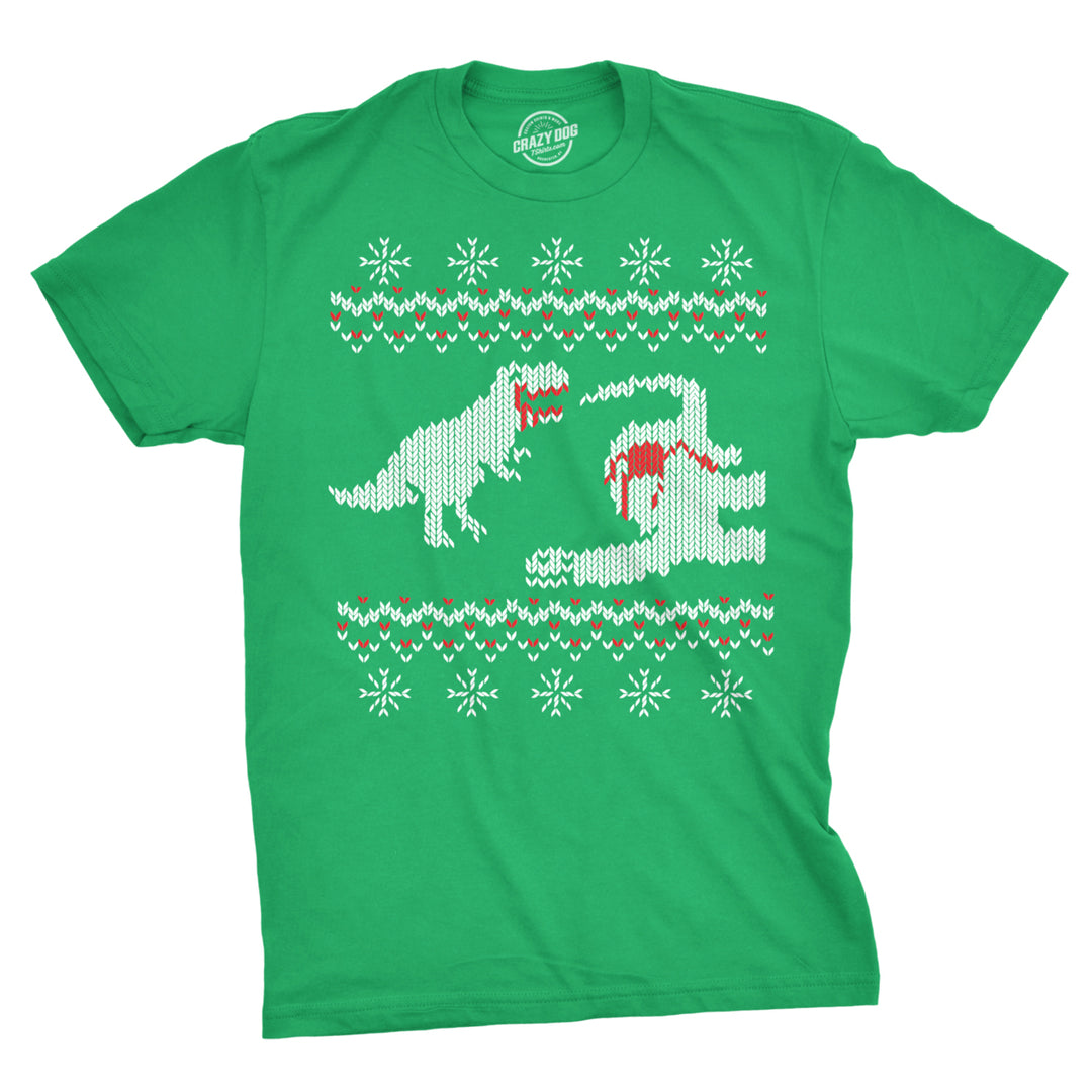 Mens T Rex Dinosaur Snack Funny Ugly Christmas Holiday T shirt Image 1