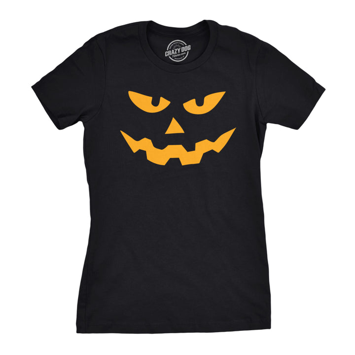 Womens Triangle Nose Pumpkin Face Funny Fall Halloween Spooky T shirt Image 1