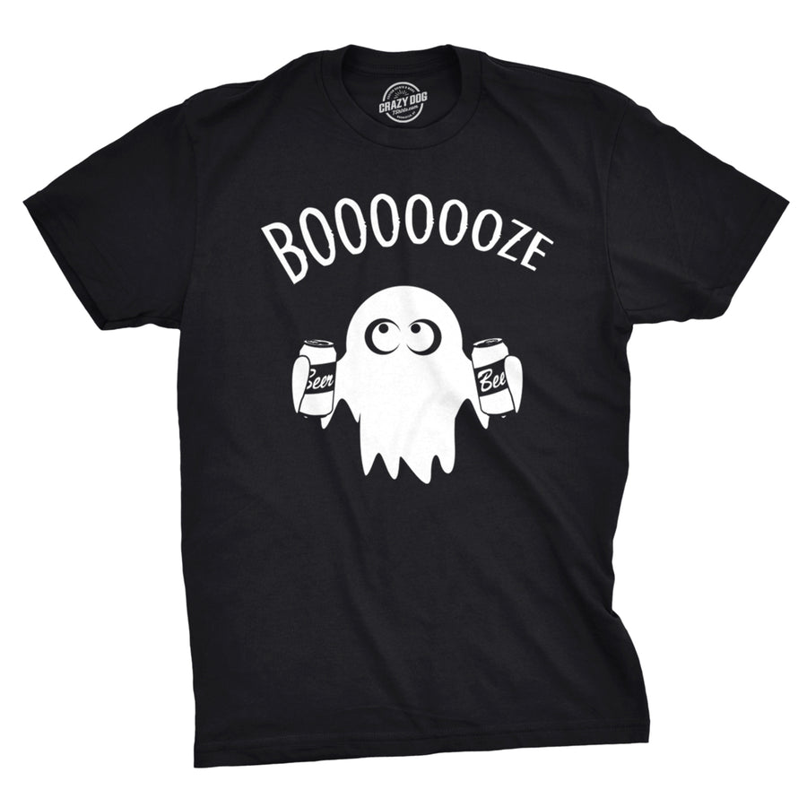 Mens Booooze Funny T shirts Halloween Ghost Costume Tee Retro Novelty T shirt Image 1