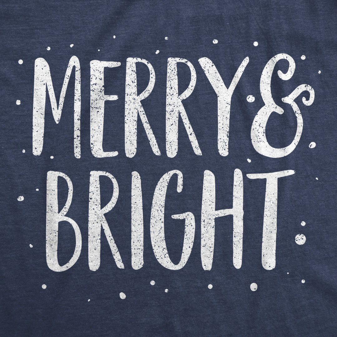 Womens Merry And Bright Tshirt Cute Christmas Carol Holiday Party Tee Image 2