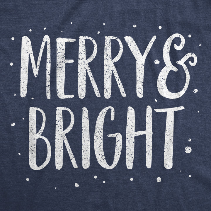 Womens Merry And Bright Tshirt Cute Christmas Carol Holiday Party Tee Image 2