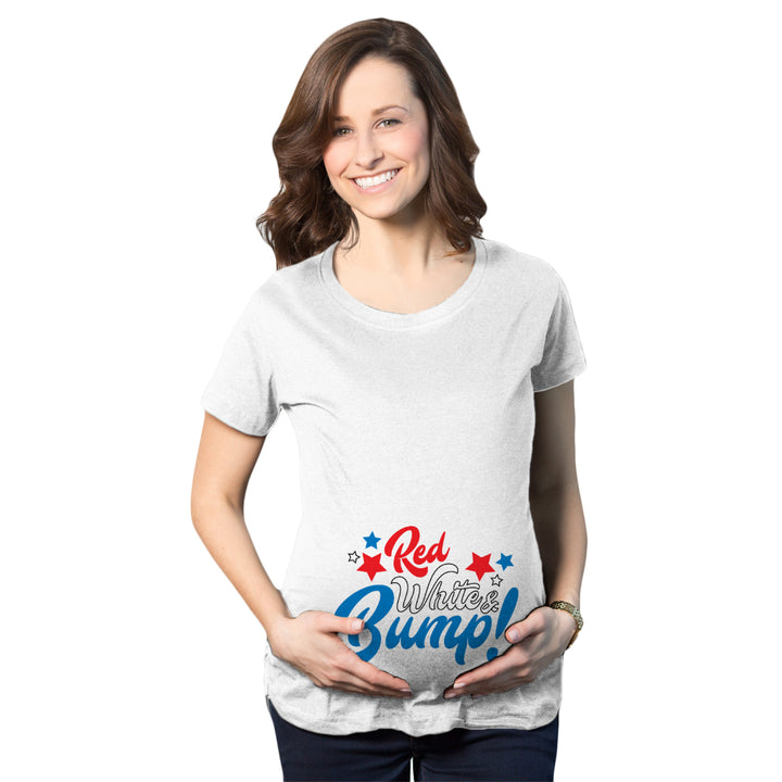 Maternity Red White and Bump Funny T shirts Announce Pregnancy Cute T shirt Image 1