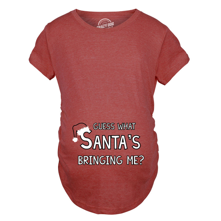 Maternity Guess What Santa Bringing Pregnancy Announcement Funny Christmas Shirt Image 2