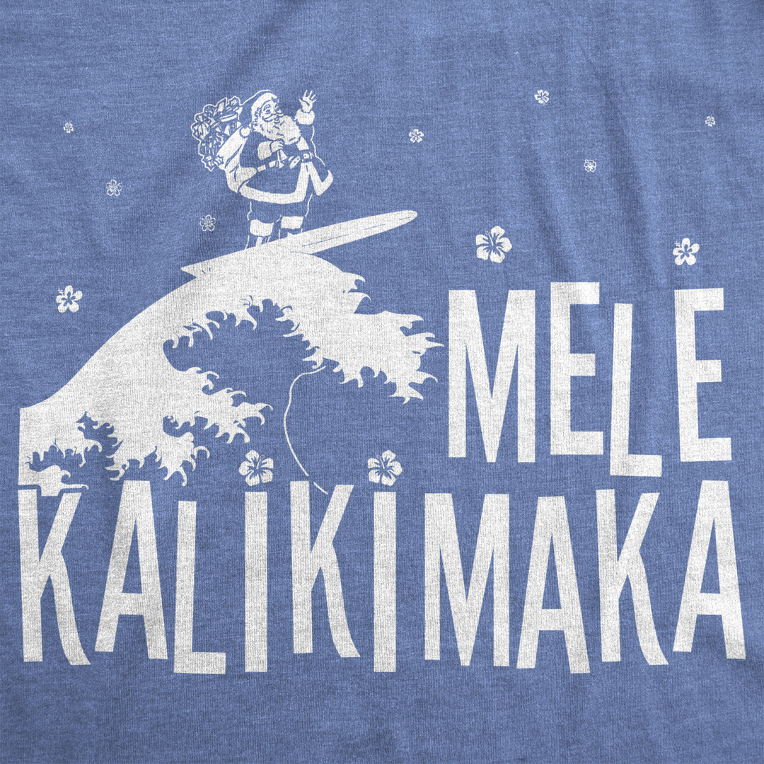 Mens Mele Kalikimaka Tshirt Funny Surfing Hawaiian Christmas Santa Tee Image 2