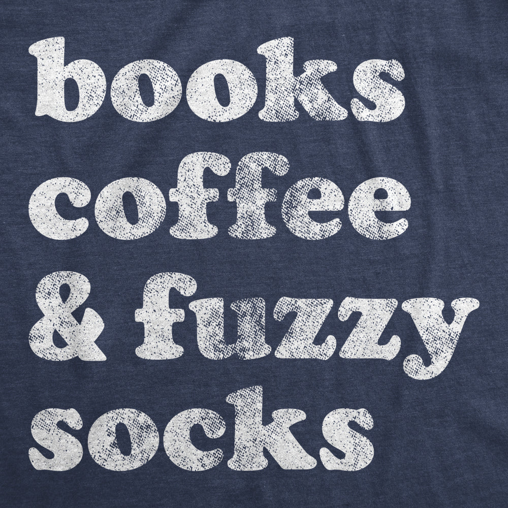 Womens Books Coffee And Fuzzy Socks T shirt Funny Cottage Lake Tee Image 2