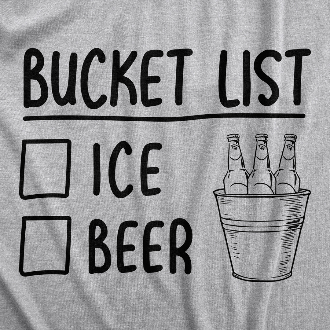 Mens Bucket List Ice Beer T shirt Funny Drinking Lover Novelty Cool Graphic Tee Image 2