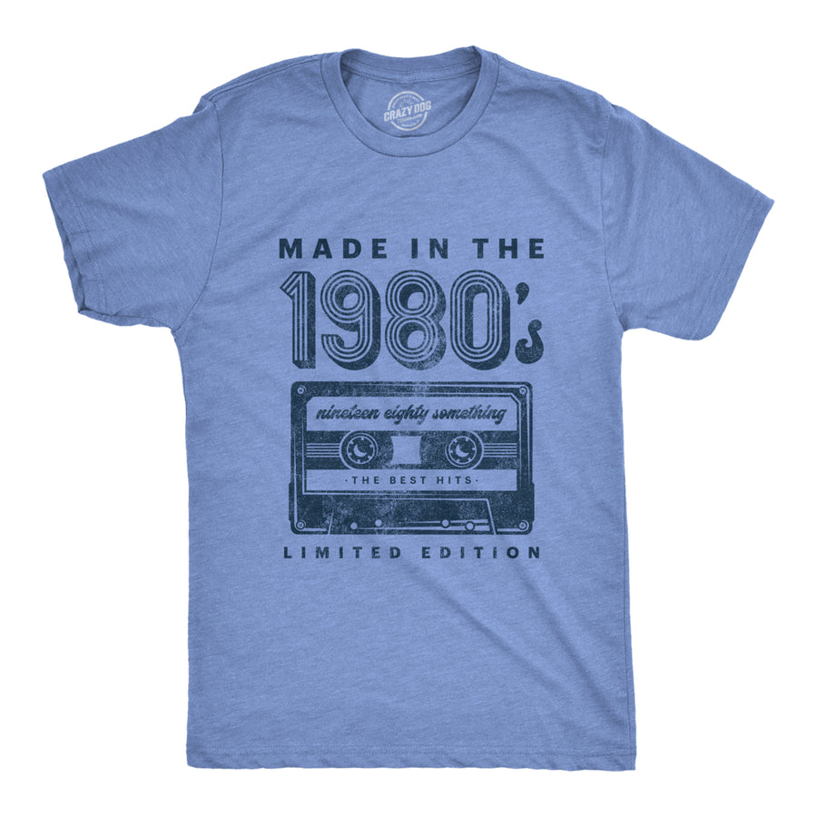 Mens Made In The 1980s Tshirt Funny Retro Cassette Tape Music Graphic Tee Image 1