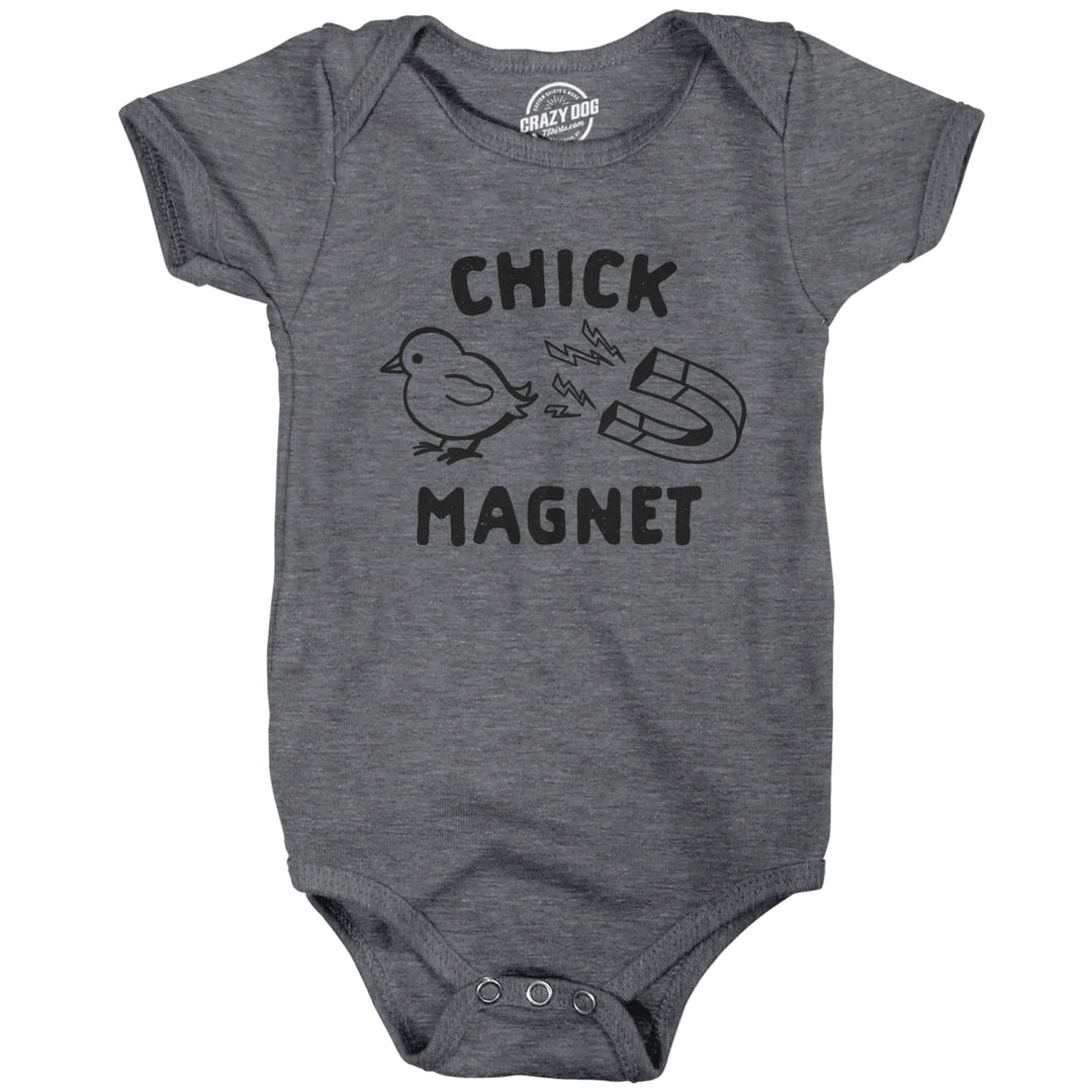Baby Bodysuit Chick Magnet Tshirt Funny Easter Sunday Baby Chick Holiday Novelty Shirt Image 1