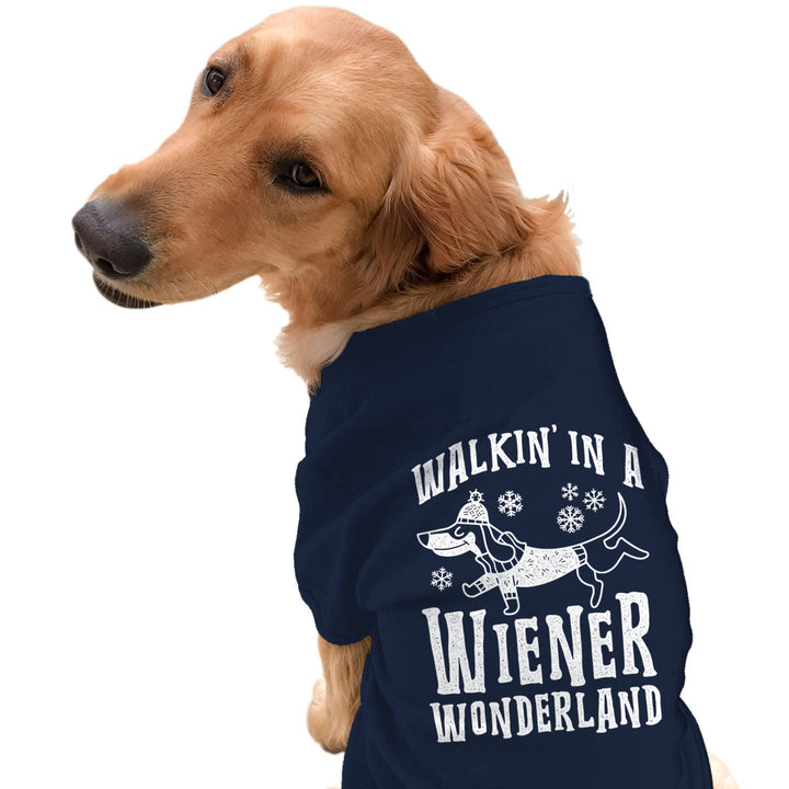 Dog Shirt Walkin In A Wiener Wonderland Tee Funny Christmas Puppy Shirt Image 1