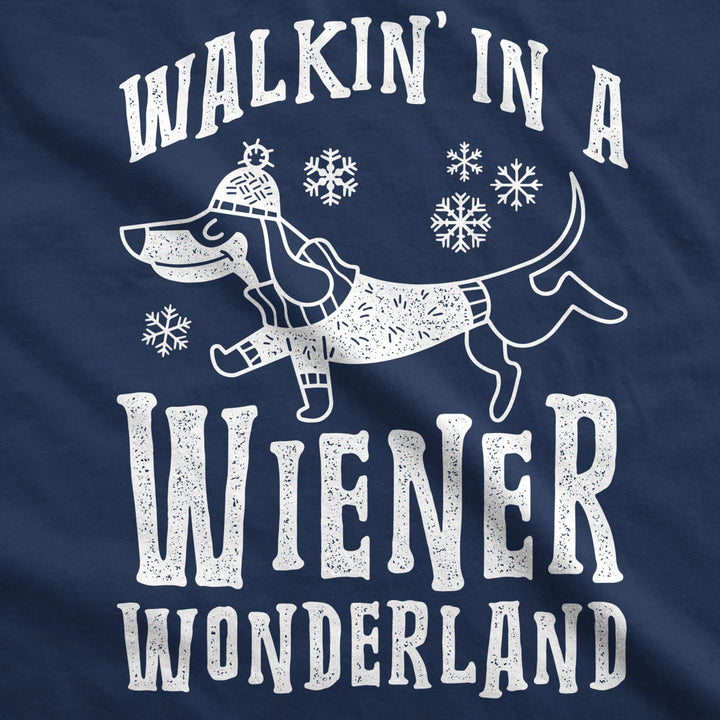 Dog Shirt Walkin In A Wiener Wonderland Tee Funny Christmas Puppy Shirt Image 2