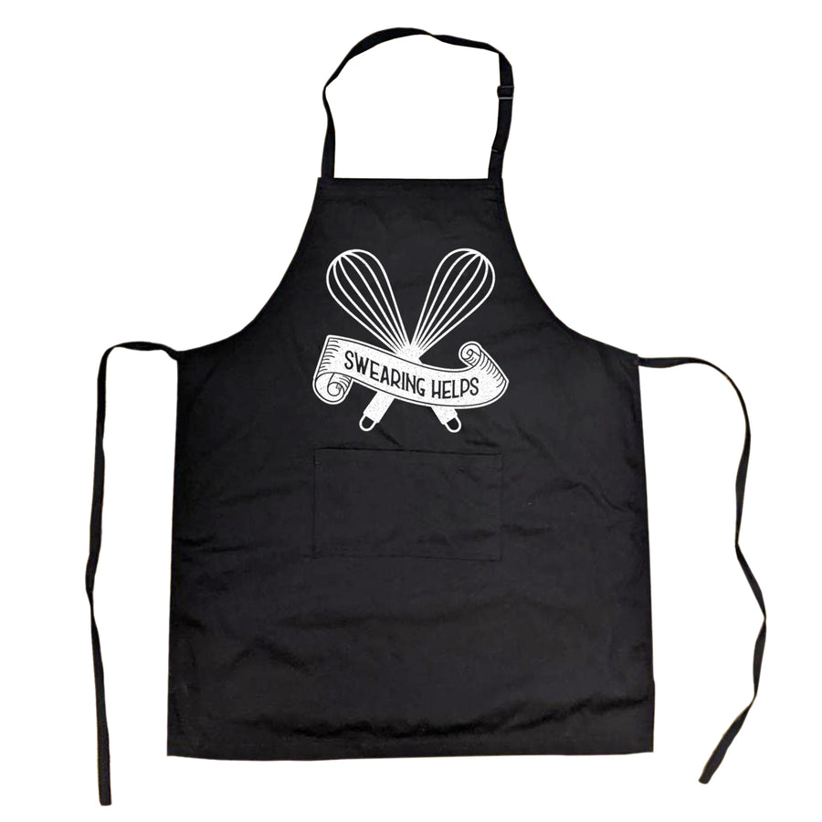 Cookout Apron Swearing Helps Cooking Grilling Baking Kitchen Chef Image 1