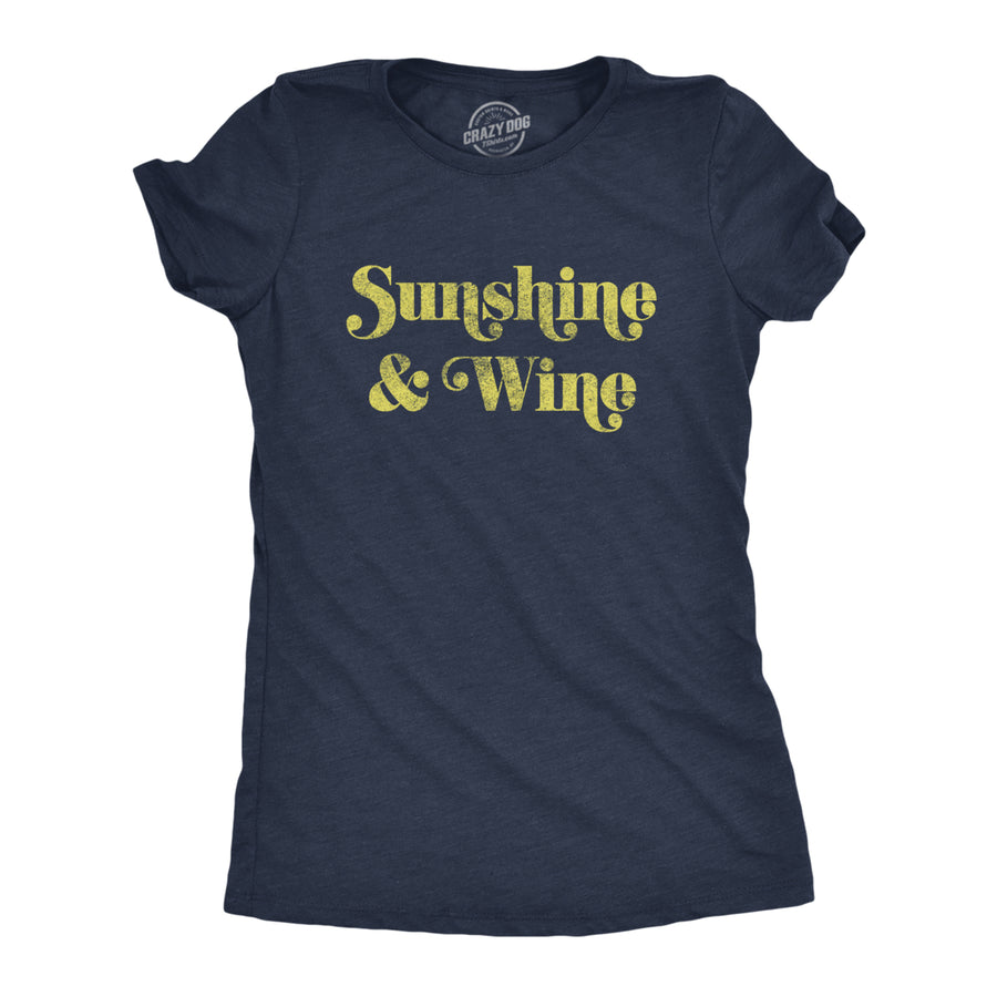 Womens Sunshine And Wine Tshirt Funny Summertime Drinking Vino Graphic Tee Image 1