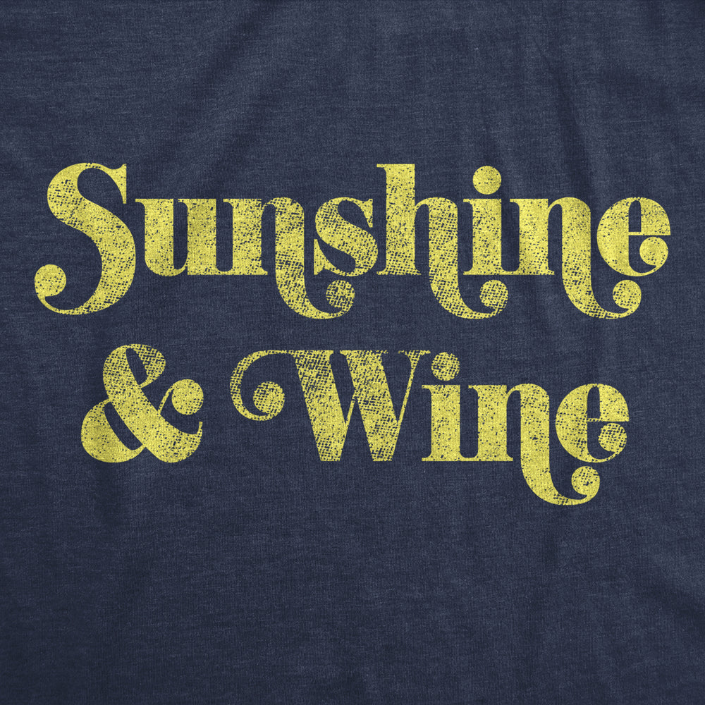 Womens Sunshine And Wine Tshirt Funny Summertime Drinking Vino Graphic Tee Image 2