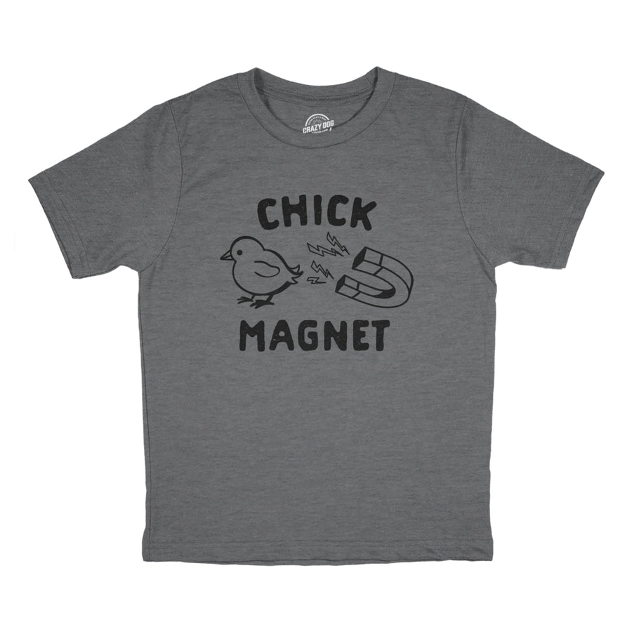 Youth Chick Magnet Tshirt Funny Cut Baby Chicken Novelty Tee Image 1